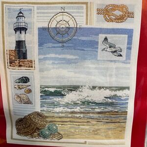 Anchor Counted Cross Stitch Kit – Seascape Seaside Lighthouse Seagull Boat New